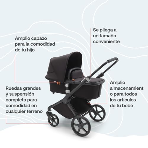 Miniatura 4 de Bugaboo Fox Cub - Carrito Todoterreno, Con Capazo Y Silla De Paseo Fuerte Y Ligera, Diseño Duradero Con Capota Para El Sol Extra Grande, Se Pliega En Una Sola Pieza Portable, Midnight Black