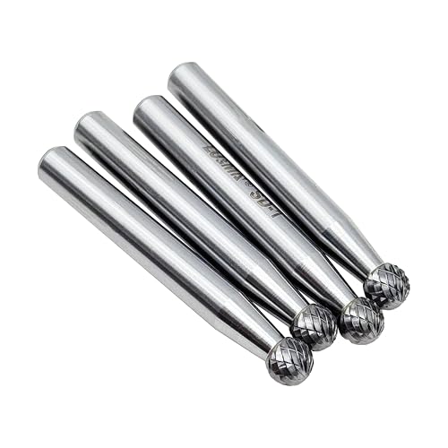 Image of LU&MN SD-1 Tungsten Carbide Burr, 7 /32 inch Head 1 /4 inch Shank, 4pcs | Professional Grade Tungsten Carbide Ball Shape Rotary Burrs, Used for Metalwork, Tool Making, Engineering, Grinding
