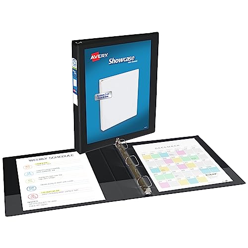 Image of Avery Showcase Standard View 3 Ring Binder, 1 inch Slant Rings, 250-Sheet Capacity, 1.4 Inch Wide Spine, 1 Black Binder, Ideal for Lightweight Organization and Occasional Referencing (19600)