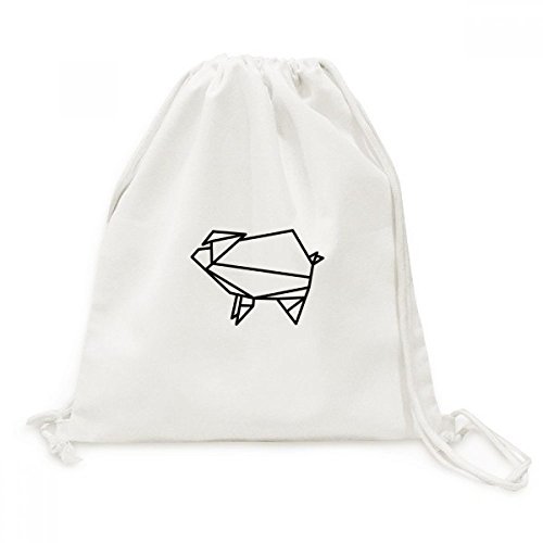 Sac à dos cordon cochon origami en toile géométrique résistante et pliable pour voyage