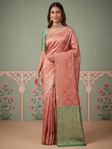 Image of AKHILAM Women's Multicolor Litchi Silk Ethnic Motif Print Saree With Unstitched Blouse Piece|sarees for women | litchi silk sarees