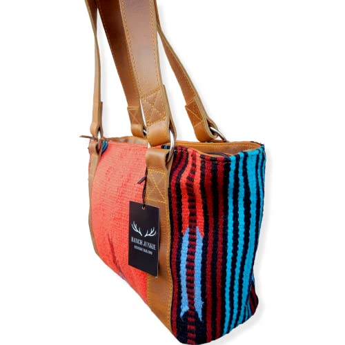 Bolso Tote Boho de Cuero y Lana Tejido a Mano miniatura 5