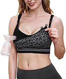 Momcozy Pumping Bra Hands Free | Seamless Nursing Bras for Pumping | Breast Pump Bra with Fixed Padding, Wireless Black