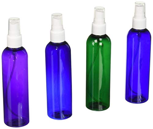 MoYo Natural Labs 4 oz Spray Bottles Fine Mist Empty Travel Containers, BPA Free PET Plastic for Essential Oils and Liquids/Cosmetics Psychedelic Bottle (Pack of 6 Multi Color)