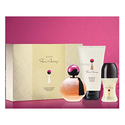 Avon Far Away - Colección de Regalos - Juego de 50 ml de Perfume Avon Far Away, 150 ml de Loción para El Cuerpo y 50 ml de desodorante de roll on