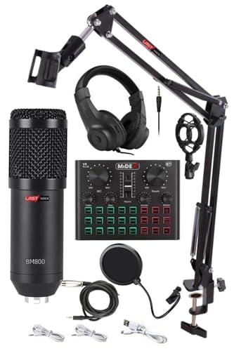 Live Sound Card Microphone Headphone Set with Effects, Streaming Kit for TikTok PC Phone, Black - Black