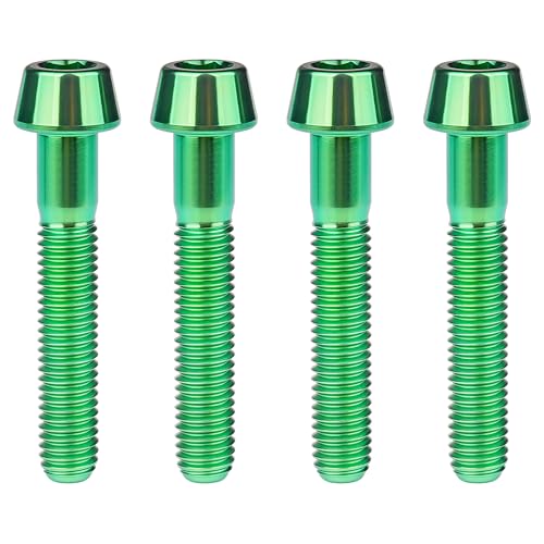 Image of Titanium Ti Bolt M5x9 16 18 20 25 30 35 40 45 50 55 60mm Tapered Head Screws Pack of 4 (M5x30mm, Green)