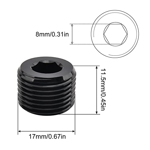 EVIL ENERGY 3/8" NPT Plugs Aluminum Socket Allen Head Black, Pack of 2 by EVIL ENERGY - Used condition - Image 3