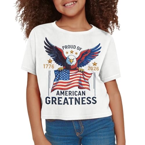 Image of Kids Crop Top Short Sleeve T-Shirts for Girls Size 5-14