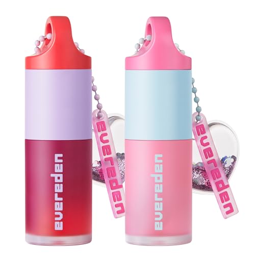 Evereden Kids Tinted Non Toxic Lip Gloss Kit: Ruby Red & Sakura Pink - Non Toxic Makeup Kit for Girls - Vegan Makeup for Kids - Hydrating Lip Gloss with Sunflower Avocado & Grapeseed Oils