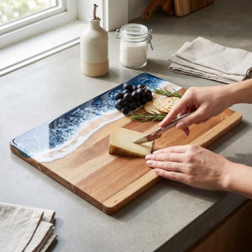 Tabla de cortar artesanal Luocute, madera maciza para servir en tus cenas 8