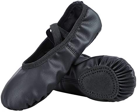 Dynadans Soft Leather Ballet Shoes/Ballet Slippers/Dance Shoes for Girls and Boys (Toddler/Little/Big Kid/Women)-Black-1.5M Little Kid