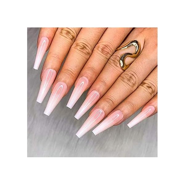Brishow Sarg Künstliche Nägel Lange Falsche Nägel Gradient Ballerina Acryl Drücken auf Nägel 24 Stück für Frauen und… – Bild 4