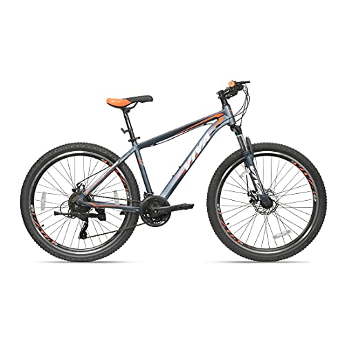 Image of Vector X Viva Speedo Vb-3732 27.5T 21 Speed Dual Disc Mountain Bike (Grey-Orange)