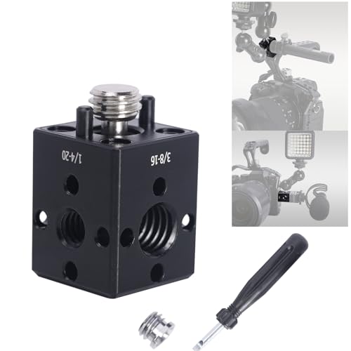 NICEYRIG Video Accessory Expansion Mount with ARRI & 1/4'' Locating Pin Hole, 5-in-1 DSLR Cage Cube Adapter Converter for Ballhead Magic Arm, Friction Arm, Cold Shoe Adapter, 15mm Rod Clamp - 565