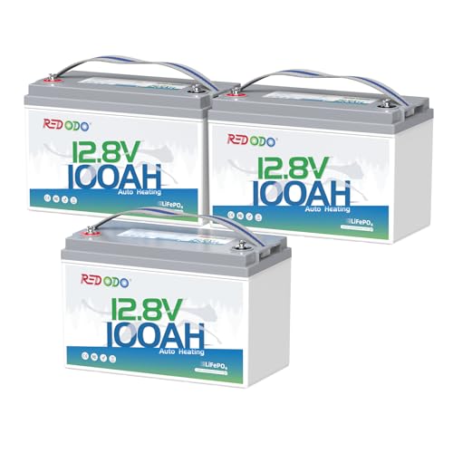 Image of Redodo 12V 100Ah LiFePO4 Self-Heating Group 31 Deep Cycle Battery -3 Pack