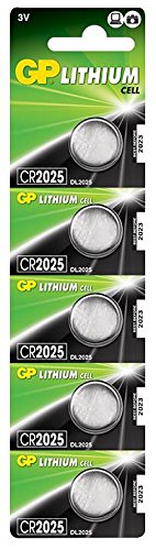 Preisvergleich Produktbild BATTERY, LITHIUM CR2025 3V PK5 CR2025-C5 By GP BATTERIES