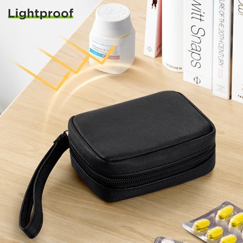 Image of Zannaki Cute Pill Organizer for Purse with Two Removable 7-Day Pill Box, Travel PU Leather Pill Case, Portable Weekly Pill Container with Storage Bag to Hold Vitamins, Fish Oils, Supplements (Black)