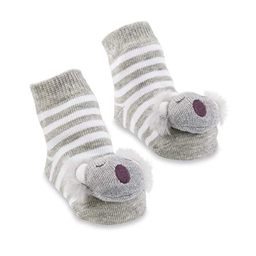 Mud Pie baby boys Classic Mud Pie Koala Rattle Toe Socks Grey White 0 12M, Gray, 0-12 Months US