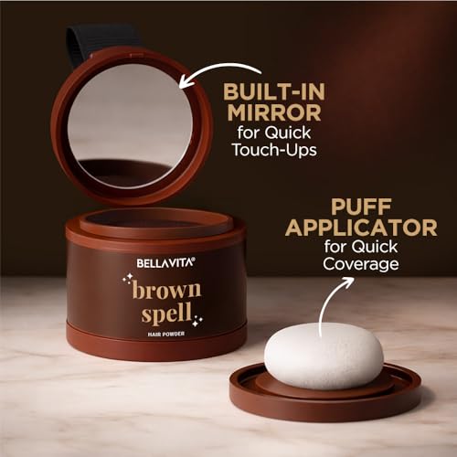 Image of BELLAVITA Brown Spell Hair Powder | Instant Grey Coverage & Thinning Spot Concealer | Smudge-Proof, Sweat-Resistant & Long-Lasting Formula | Natural looking colour | 4g