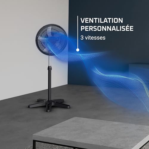 Rowenta Turbo Essential Ventilateur sur pied, Puissant, Design, Durable, Performant, Ecoconçu, 3 vitesses VU3110F3