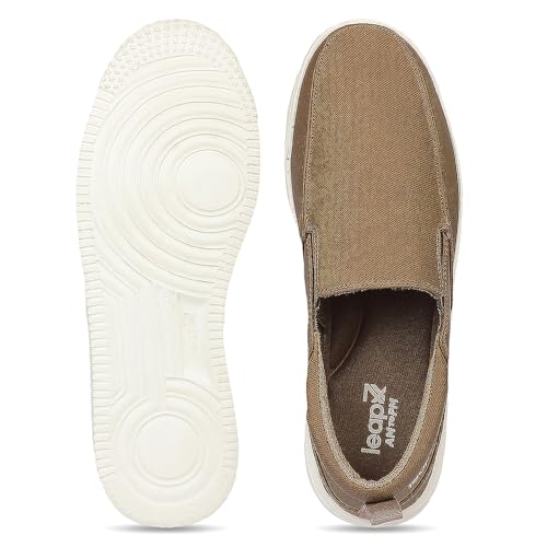 Image of Liberty LEAP7X Brown Walking Shoes for Men - Slip-On Sporty Casual Slip-On
