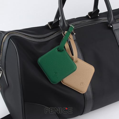FENICE Vegan PU Leather Classic Name Tag with Belt Buckle Strap Closure for Suitcase Luggage Tavel Bag (Ivory)4