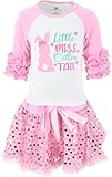 Picture of Unique Baby Girls 2 Piece Easter Ruffled Sleeve Tulle Kids Toddler Skirt Set Dress Outfit (12Y, Miss Cotton Tail)