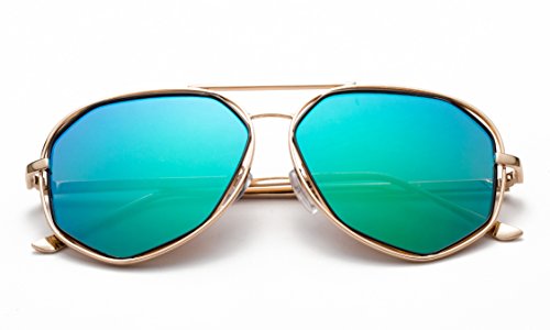 Newbee Fashion - "Pultix" Modern Geometric Flash Lens Fashion Sunglasses2