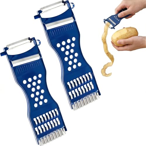 2 Stück Kartoffelschäler 7-In-1 Julienneschneider Julienne Schäler Gemüse Schneider Streifenschäler Gemüseschäler Streifen Streifenschneider