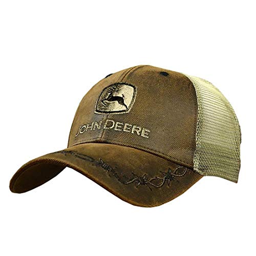 John Deere Oilskin Mesh Back Embroidered Hat, Brown