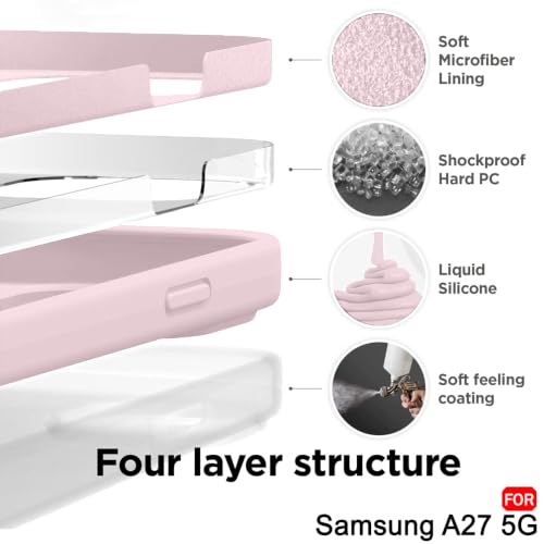 Image of TheGiftKart Genuine Liquid Silicone Back Cover Case for Samsung Galaxy A27 5G | Soft Micro-Fibre Lining Inside | Camera Protection Bump | Shockproof Cover Case for Samsung A27 (Silicone, Light Pink)