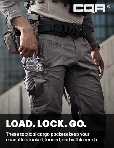 Image of CQR Men's Flex Ripstop Tactical Pants, Water Resistant Stretch Cargo Pants, Lightweight EDC Hiking Work Pants