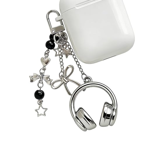 Generico Charm de estrella para bolso – Decoración de tema musical en forma de auriculares | para bolso mochila coche mujeres niñas amigas madres, plateado, riferimento alla descrizione