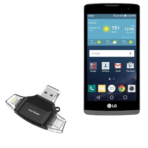 BoxWave Smart Gadget Compatible with LG Risio - AllReader SD Card Reader, microSD Card Reader SD Compact USB - Jet Black