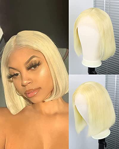 TOOCCI 13" X 4" Lace Frontal Wig 613 Perruque Blonde Platine Perruque Bresilienne Mèches Brésiliennes de Cheveux Humain Hair 12 Pouces Cover