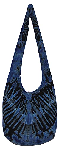 Image of TIE DYE Bohemian Hipster Hobo Boho Hippie Crossbody Bag Purse Black Tone 39 inch