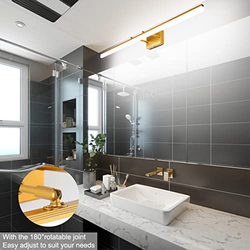 Image of Aipsun Copper Bathroom Vanity Light 48inch Adjustable Modern LED Vanity Light for Bathroom Gold Lights Fixtures 5500K