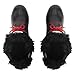 POLAR Womens Mid Padded Thermal Durable Rubber Sole Waterproof Winter Snow Faux Fur Boots - Black/Red - EU40/US9 - YC0637