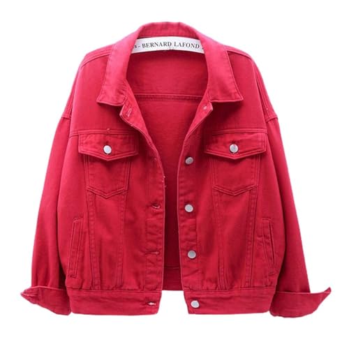 ebossy Women's Candy Color Denim Jacket Relaxed Fit...