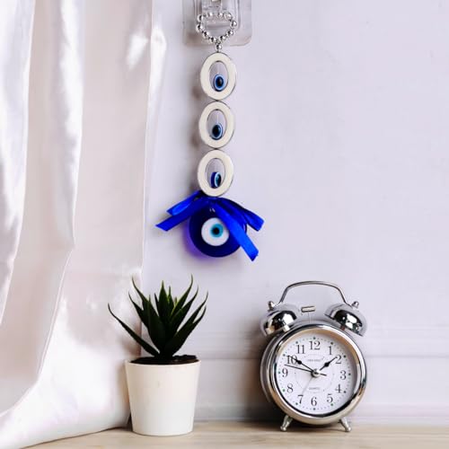 Image of Oval Evil Eye Wall Hanging Decoration for Protection & Positivity | Nazar Battu for Home Entrance | Aesthetic Home Decor & Wall Decor Items | Ideal for Car Dashboard Accessories & Gift