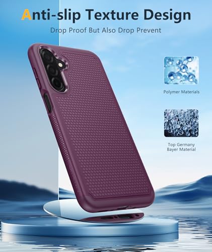 Image of FNTCASE for Samsung Galaxy A26-5G Case: Dual Layer Protective Heavy Duty Cell Phone Cover Shockproof Rugged with Non Slip Textured Back - Military Protection Bumper Tough - 6.7 inch (Burgundy Purple)