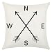 VOGOL 18x18 Inch Cotton Linen Square Throw Pillow Case, Decorative Durable Cushion Cover Home Decor Pillowcase, Arrow Compass North South West East