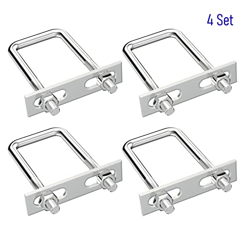 Image of 4 Sets 304 Stainless Steel Square U-Bolts 2 inch(50mm) Inner Width, 4.72 inch(120mm) Length Stainless M10 with Nuts, Frame Plate, Accessories for Automobiles Trailer, Boat Trailer Industrial Parts