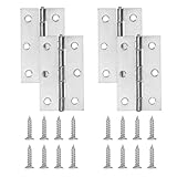 2-3/8” Silver Door Hinge, Zernmiarder 4 Pcs Iron Butt Hinges, Window Hinges Interior and Outdoor Hinge with Screws - 60 x 36 mm