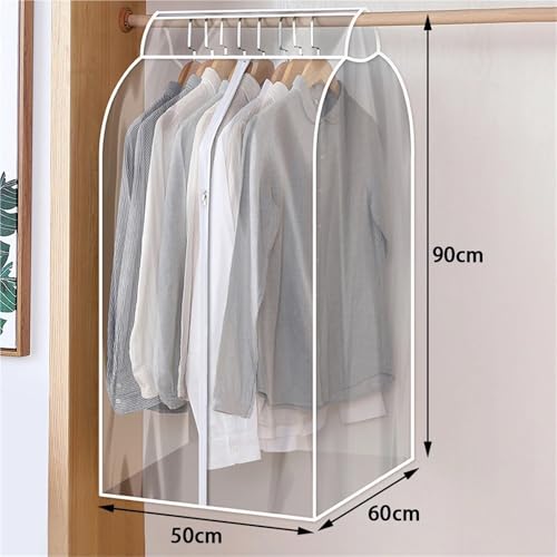 Hanging Garment Bag Clothes Hanging Dust Cover Transparent Dress Suit Coat Storage Bag Large Capacity Wardrobe Protector Garment Organizer(Transparent 60x50x90)2