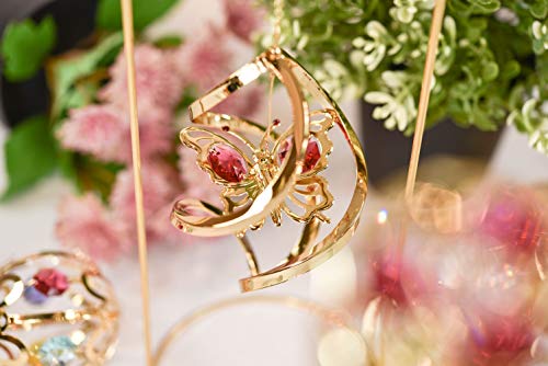 24K Gold Spiral Butterfly Ornament With Mascot Crystals (Red) #TOP7