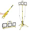 30000LM Work Lights with Stand, IP66 Waterproof 6000K LED Work Light with Foldable Tripod Stand, 3 Head Portable Work Light with Individual Switch for Indoor Outdoor Lighting