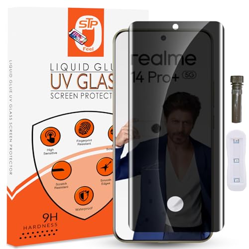 Image of UV Advanced Privacy Tempered Glass Screen Protector Compatible for Realme 14 Pro+ Plus 5G (6.83 Inch, Pack of 1) Full Edge to Edge Coverage Anti-Spy /Anti-Peeping 9H Hardness