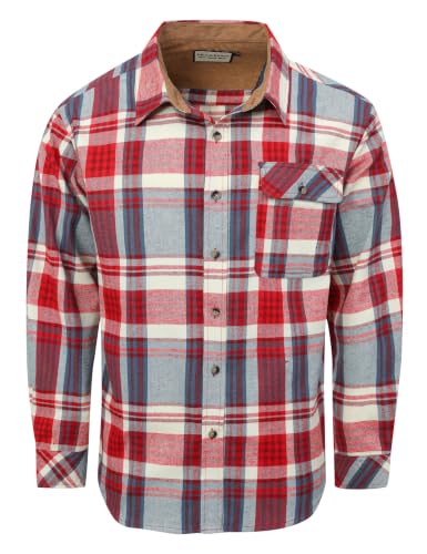 Drazivon Men's Button Down Long Sleeve Cotton Flannel Shirt Plaid 2XL - image 1